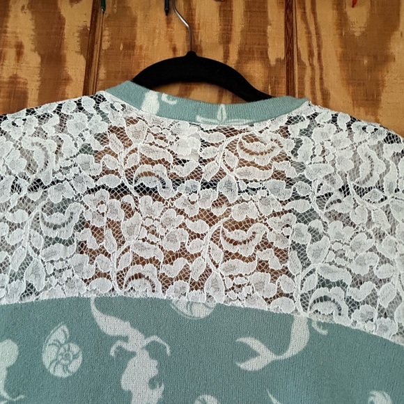 Disney Little Mermaid Sweater Cardigan Ariel Medium Hot Topic with Lace Accents - Picture 5 of 8
